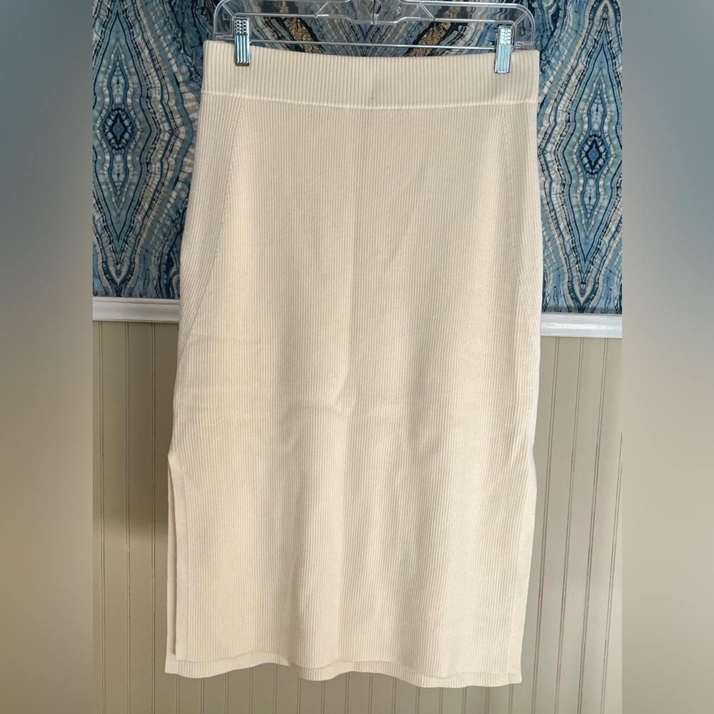 AYR Cream Ribbed Maxi Skirt